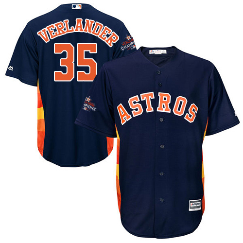 Astros #35 Justin Verlander Navy Blue Cool Base World Series Champions Stitched Youth MLB Jersey